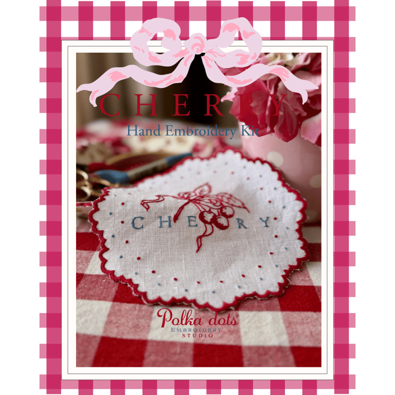 CHERRY 🍒 カットワーク ドイリーキット | Polka dots Embroidery