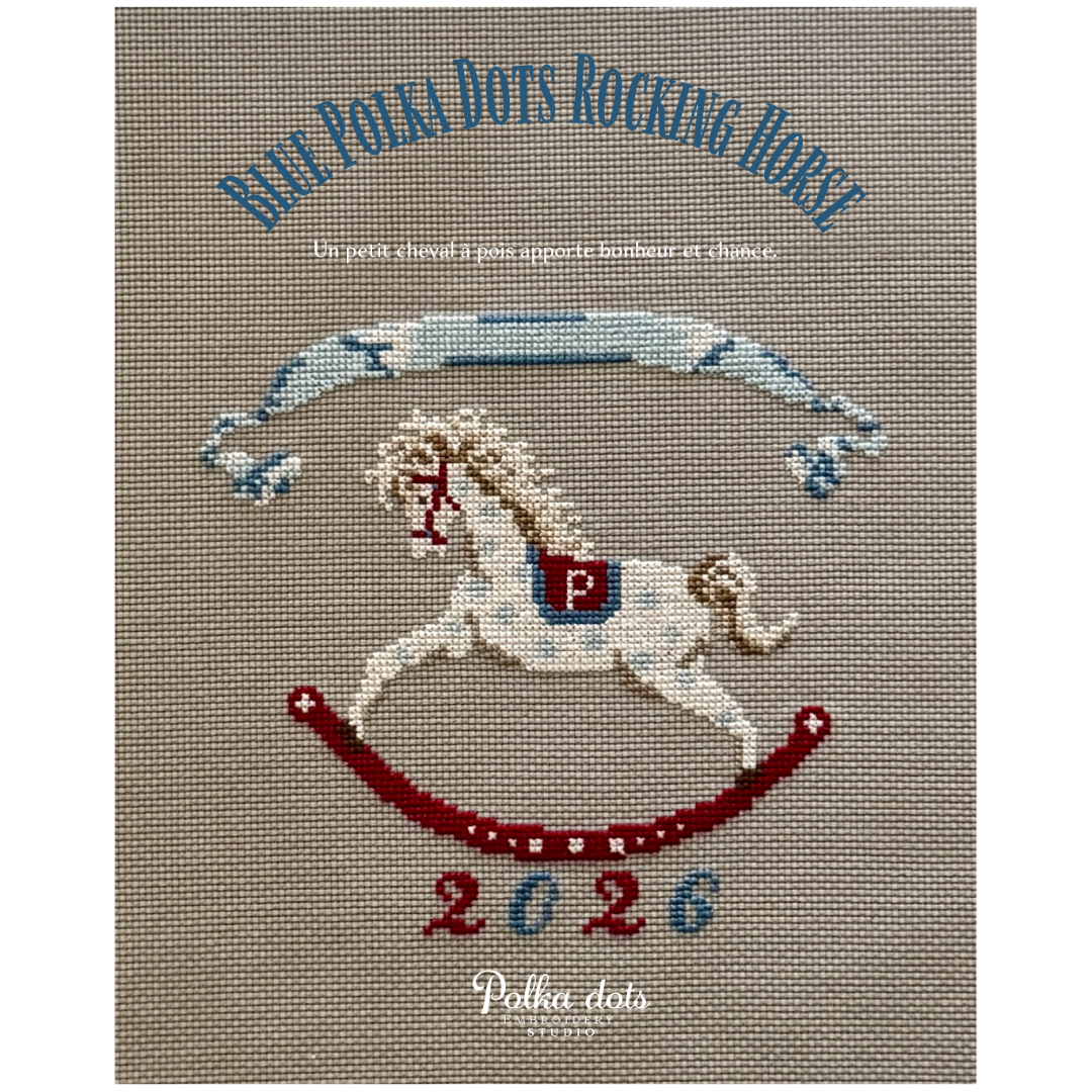 Blue Polka Dots Rocking Horse(布・糸が揃っているキット） | P