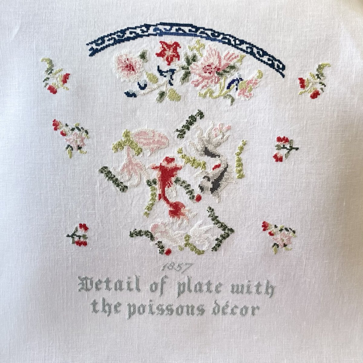 クロスステッチ図案 ダウンロード版 Plate with the poissons dècor