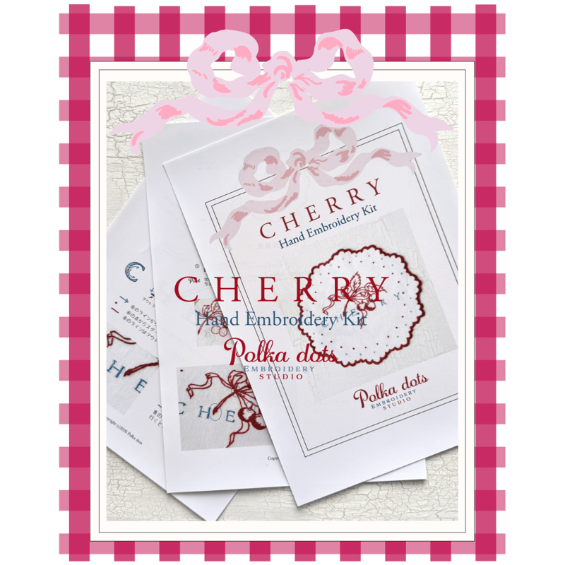 CHERRY 🍒 カットワーク ドイリーキット | Polka dots Embroidery