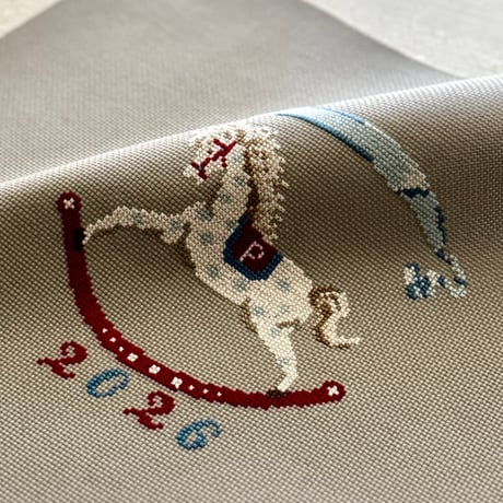 図案・Blue Polka Dots Rocking Horse（印刷済み図案発送）