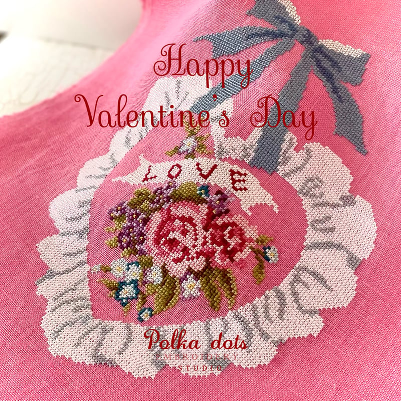 クロスステッチ図案 ダウンロード版 Valentine | Polka dots Embroi
