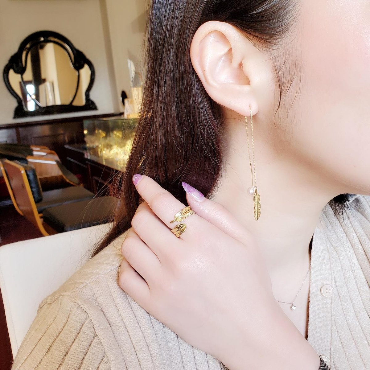 22093-64 K18YG フェザーアメリカンピアス | CROCE・VIGOR 22093-64 K18YG フェザーアメリカンピアス | CROCE・VIGOR