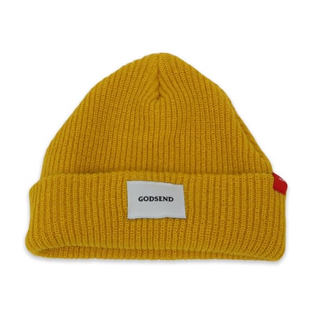 WOVEN  LABEL  BEANIE  ウーブンラベル  ビーニー  マスタード