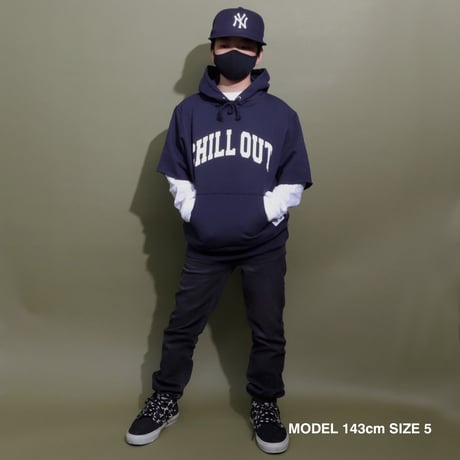 CHILL OUT  HOODIE  CUT  OFF  NAVY