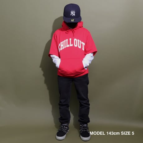 CHILL OUT  HOODIE  CUT  OFF  RED
