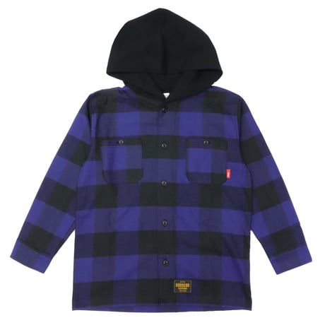 BUFFALO  CHECK  HOOD  SHIRT  バッファローチェック  フード  シャツ  BLUE