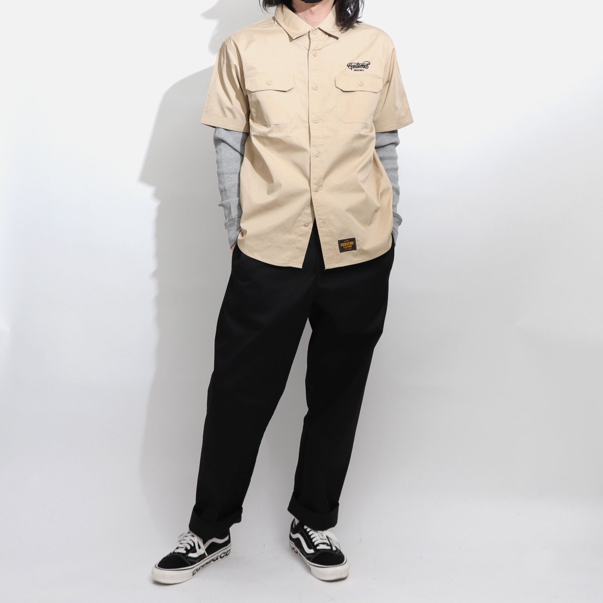 T/C WORK SHIRTS BEIGE T/Cワークシャツ ベージュ | GODSEND