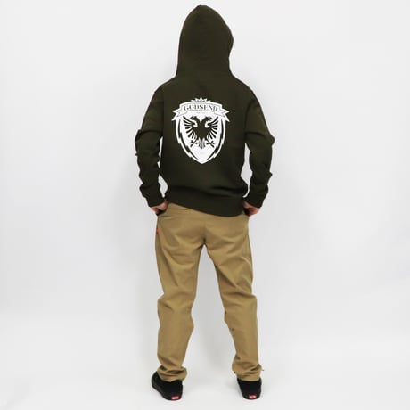 HERALDIC  HOODIE  KHAKI  ヘラルディック  パーカー  カーキ