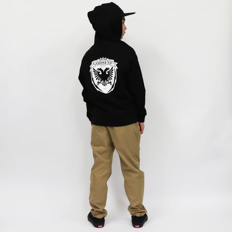 HERALDIC  HOODIE  BLACK  ヘラルディック  パーカー  ブラック