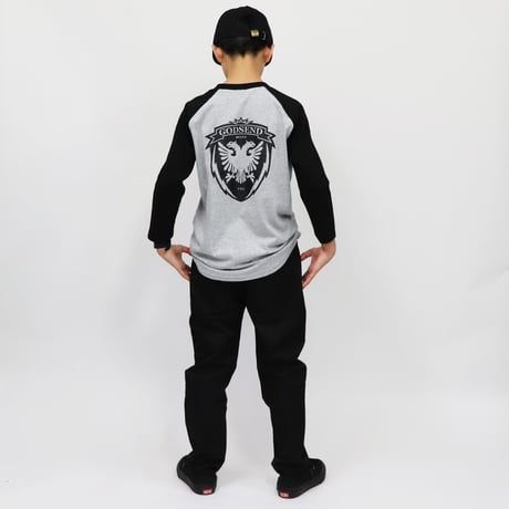 HERALDIC  RAGLAN  3/4 TEE　ヘラルディック  ラグラン七分袖  TEE  ブラック/グレー