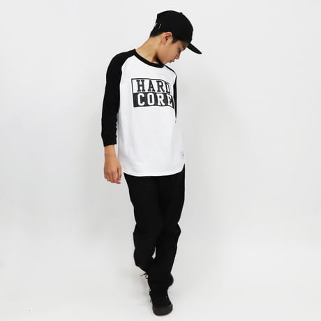 HARD  CORE  RAGLAN  3/4 TEE　ハードコア  ラグラン七分袖  TEE  ブラック/ホワイト