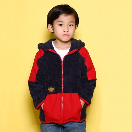 BOA  FLEECE  ZIP  UP  HOODIE  ボアフリース  ジッププアップパーカー  RED