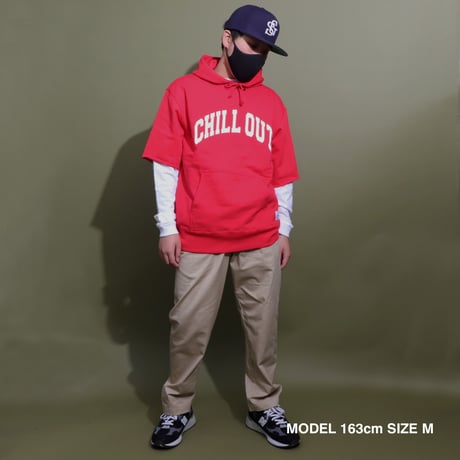 CHILL OUT  HOODIE  CUT  OFF  RED
