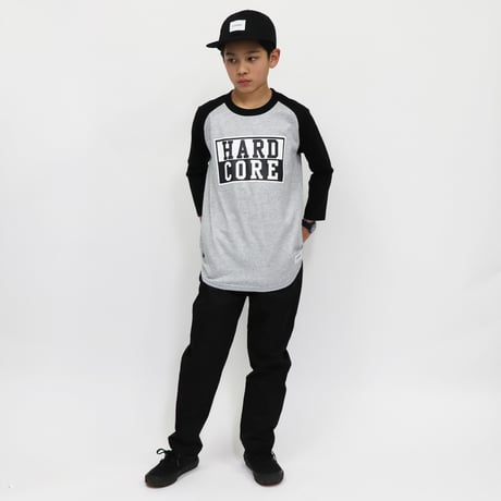 HARD  CORE  RAGLAN  3/4 TEE　ハードコア  ラグラン七分袖  TEE  ブラック/グレー