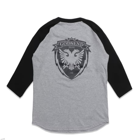HERALDIC  RAGLAN  3/4 TEE　ヘラルディック  ラグラン七分袖  TEE  ブラック/グレー