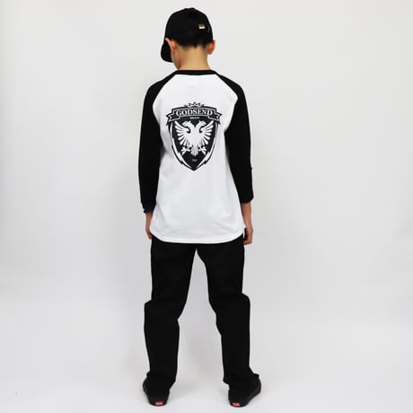 HERALDIC  RAGLAN  3/4 TEE　ヘラルディック  ラグラン七分袖  TEE  ブラック/ホワイト