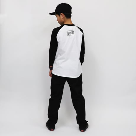 HARD  CORE  RAGLAN  3/4 TEE　ハードコア  ラグラン七分袖  TEE  ブラック/ホワイト