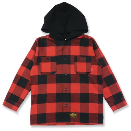 BUFFALO  CHECK  HOOD  SHIRT  バッファローチェック  フード  シャツ  RED