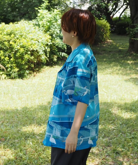 街で暮らすサギたち 半袖アロハシャツ Unisex S/M/L/XL
