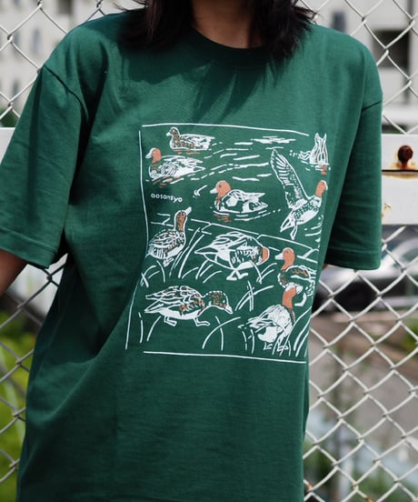 川辺のヒドリガモTシャツ（黒）Unisex S/M/L/XL