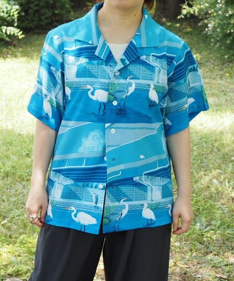 街で暮らすサギたち 半袖アロハシャツ Unisex S/M/L/XL