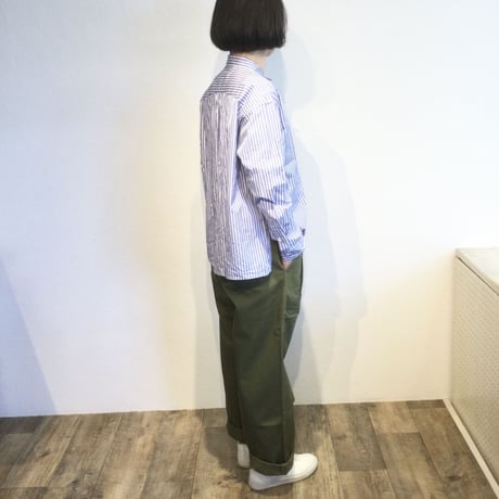『 OUVERT 』 ラウンドカラー シャツ    ストライプ