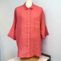 『120%LINO』リネンブラウス　ピンクオレンジ