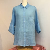 『120%LINO』リネンブラウス　サックス