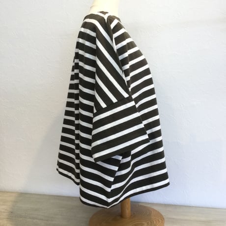 『Traditional Weatherwear』BMBシャツ ショートスリーブ ダークカー×ホワイト