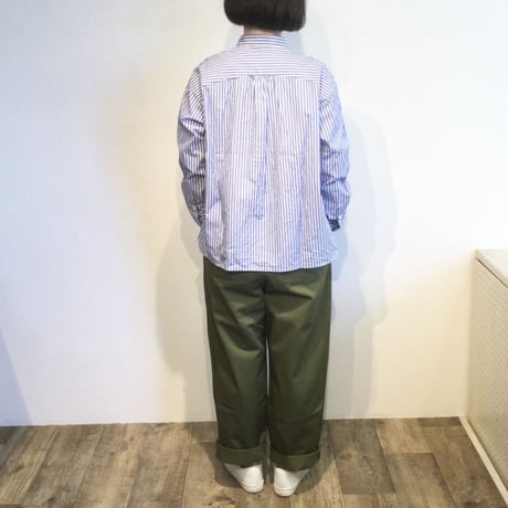 『 OUVERT 』 ラウンドカラー シャツ    ストライプ