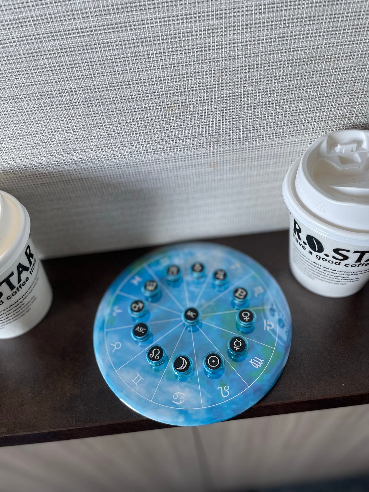M-046 #ホロスコープ台座 地球ブルー +箔押しマグネット 感受点付き