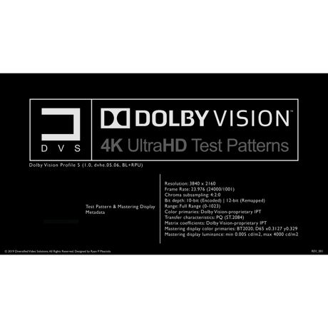 DVS UHD|Dolby Vision Test Pattern Suite (MP4)[デジタルダウンロード版]