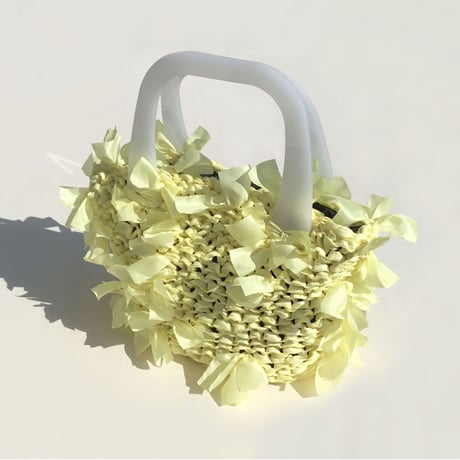 basket bag / yellow × white【受注生産】