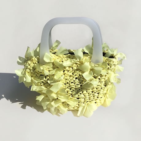 basket bag / yellow × white【受注生産】
