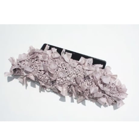 clutch bag / lavender pink & black 【受注生産】