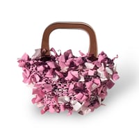 basket bag / pink marble × brown