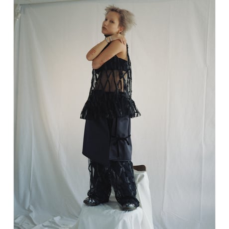 LAYERD TAPE TULLE PANTS   /  262-AP011  /  BLACK
