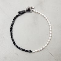 [YUUSD] PEARL × FLANNEL BANGLE NECKLACE / YU004 / SILVER