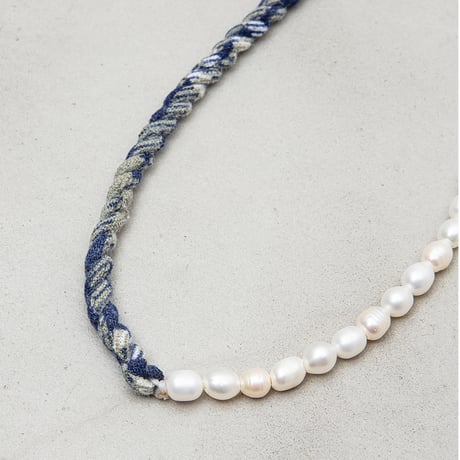 [YUUSD] PEARL × FLANNEL BANGLE NECKLACE / YU004 / GOLD