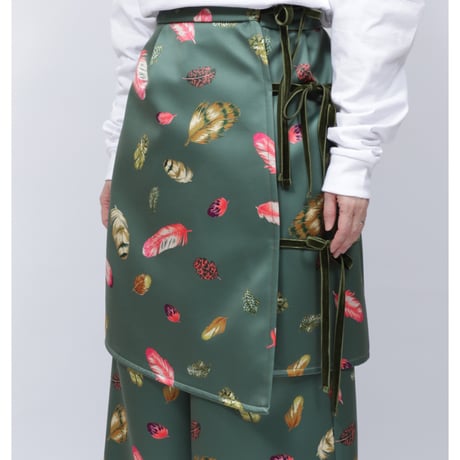 FETHER PRINT WRAP SKIRT   /  262-AP018  /  KHAKI