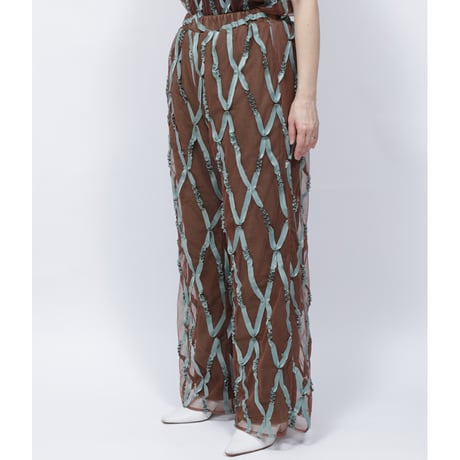 LAYERD TAPE TULLE PANTS   /  262-AP011  /  BROWN