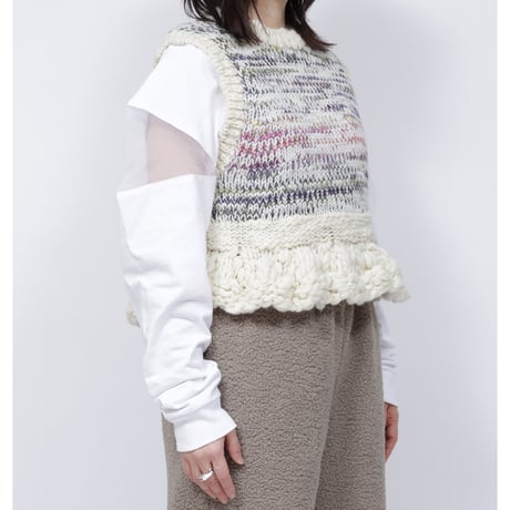 FLARED KNIT VEST   /  262-AK012 /  BLUE MIX