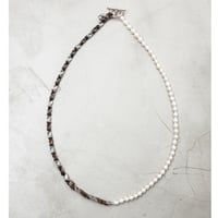 [YUUSD] PEARL × FLANNEL LONG BANGLE  NECKLACE / YU005 / SILVER