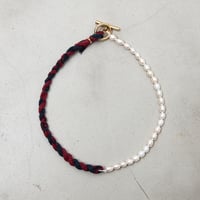 [YUUSD] PEARL × FLANNEL BANGLE NECKLACE / YU004 / GOLD