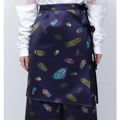 FETHER PRINT WRAP SKIRT   /  262-AP018  /  NAVY
