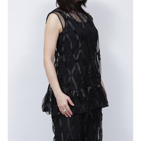 TAPE TULLE SHIRT   /  262-AS009  /  BLACK