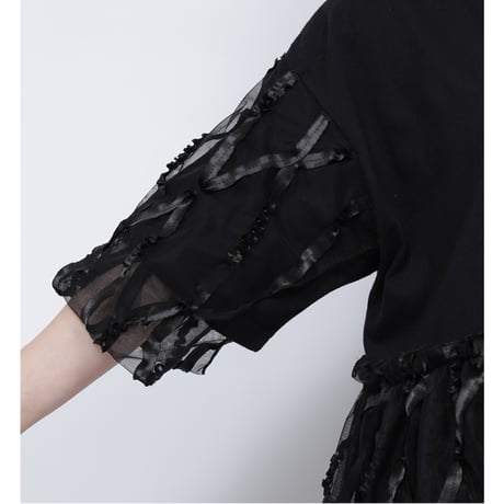 TAPE TULLE T-SHIRT   /  262-AC008  /  BLACK