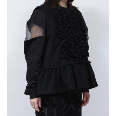FLEECE FRILL VEST   /  262-AS022 /   BLACK