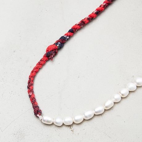 [YUUSD] PEARL × FLANNEL LONG BANGLE  NECKLACE / YU005 / GOLD